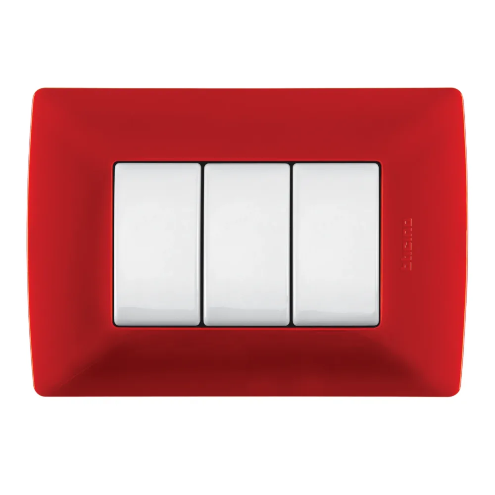 Placa rojo 3 módulos Quinziño MX QZ4803M3RO Bticino