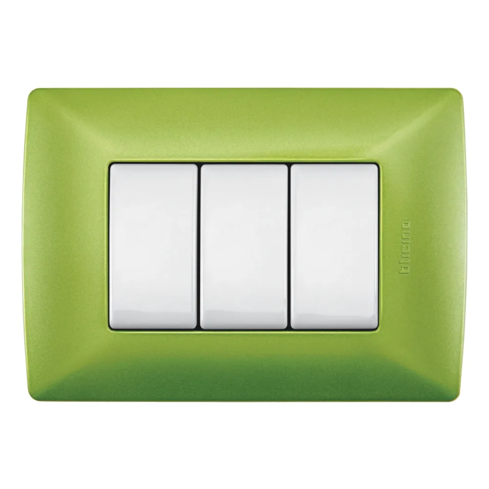 Placa verde 3 módulos Quinziño MX QZ4803M3VE Bticino