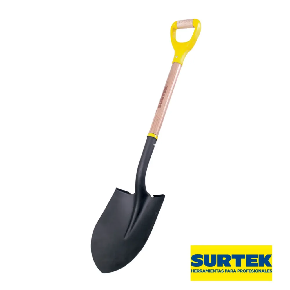 Pala redonda con mango de madera y puño contractor 30" 130600 Surtek