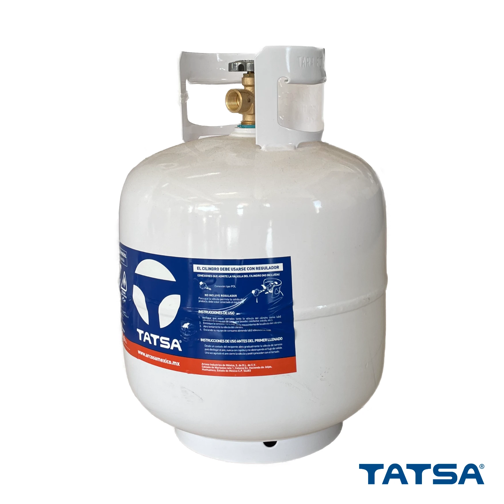 Cilindro para gas de 9.5 kilos de la marca Tatsa de venta en Ferretería Onofre
