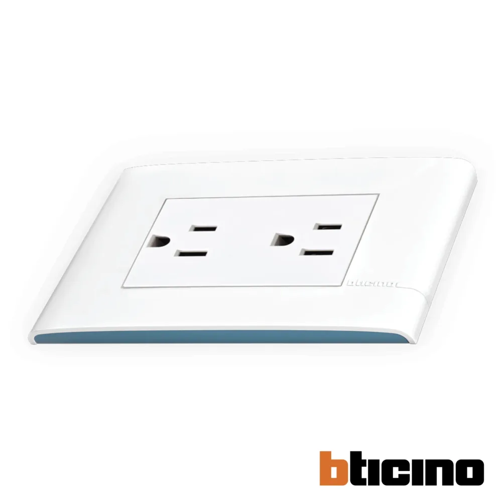 Contacto duplex polarizado blanco/aqua Modus Pro Bticino