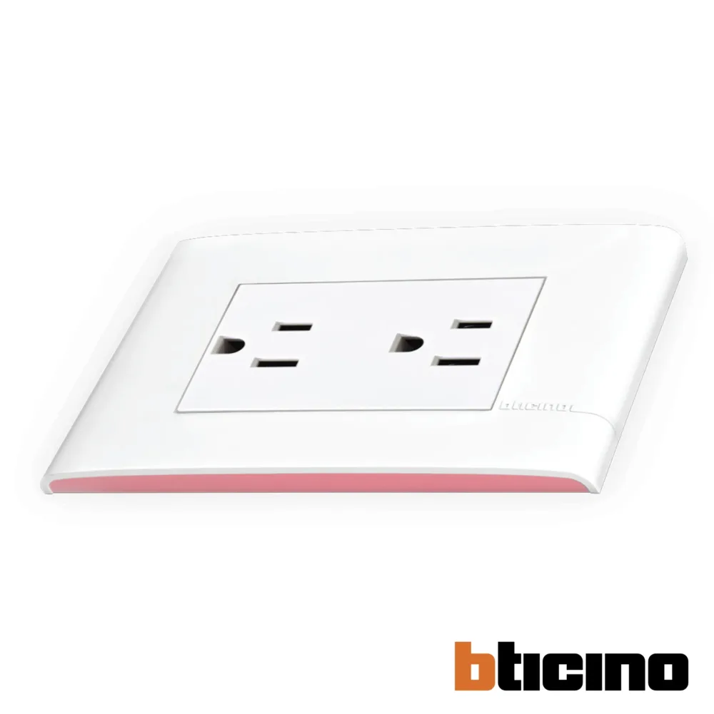 Contacto duplex polarizado blanco/flamingo Modus Pro Bticino