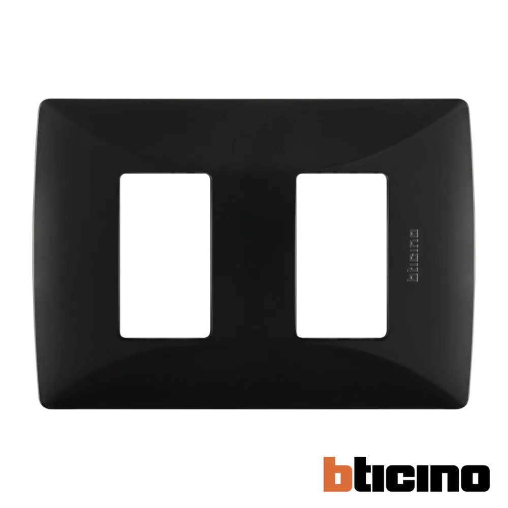 Placa negro mate de 2 módulos Quinziño MX Bticino