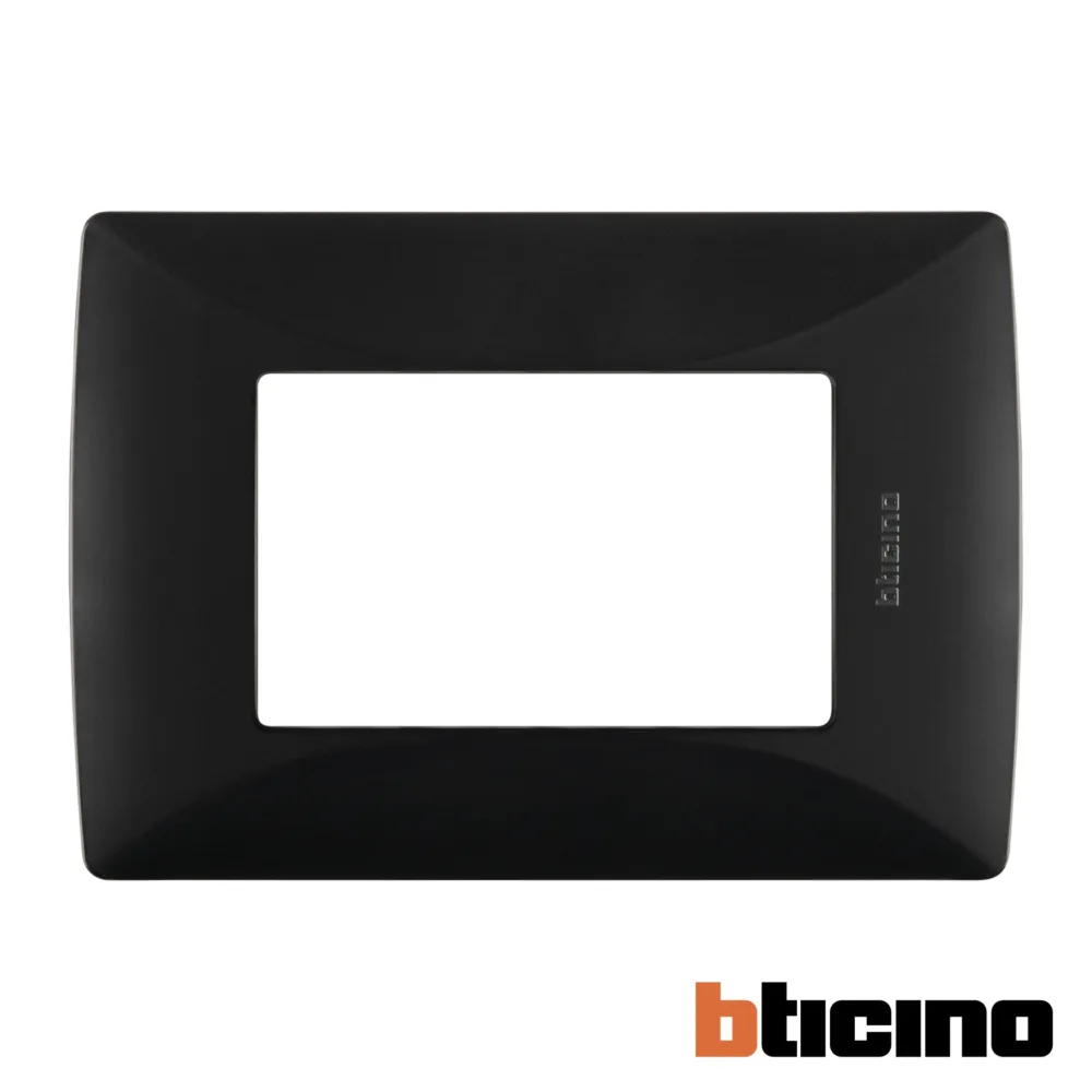 Placa negro mate de 3 módulos Quinziño MX Bticino