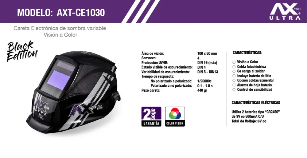 Careta electrónica para soldar AXT-CE1030 AXTECH
