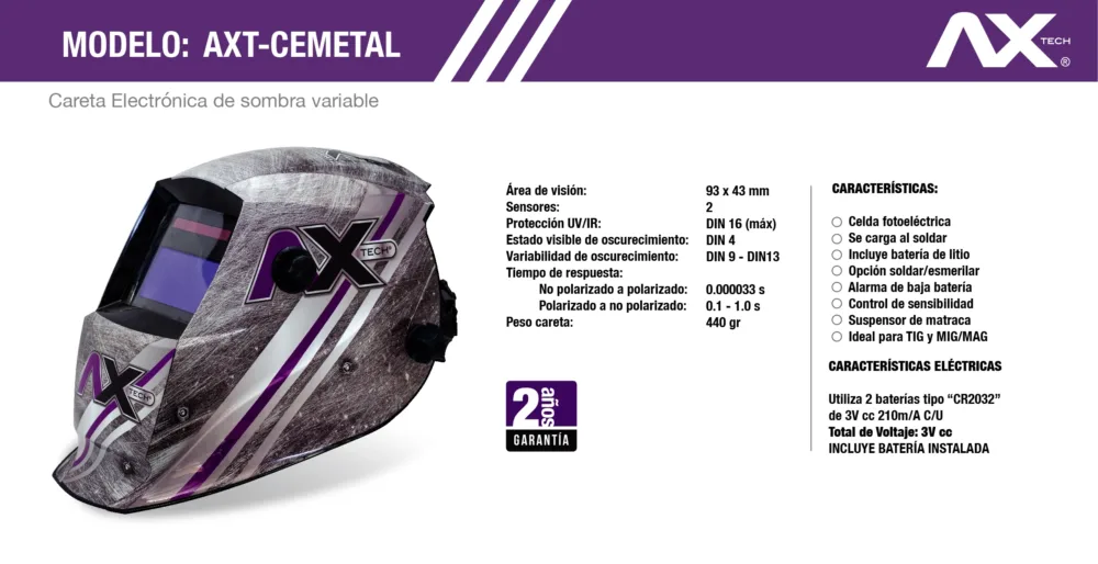 Careta electrónica para soldar AXT-CEMETAL AXTECH