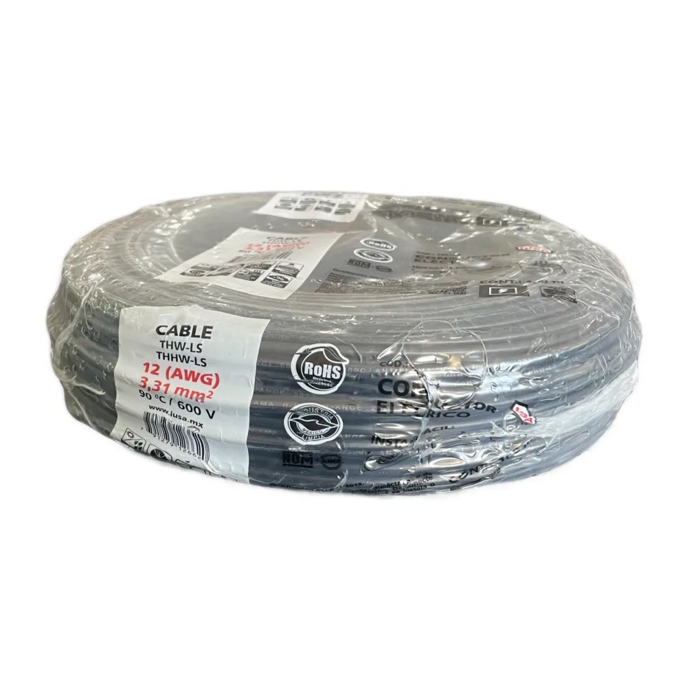 Cable THW-LS calibre 12 negro rollo 100 m IUSA