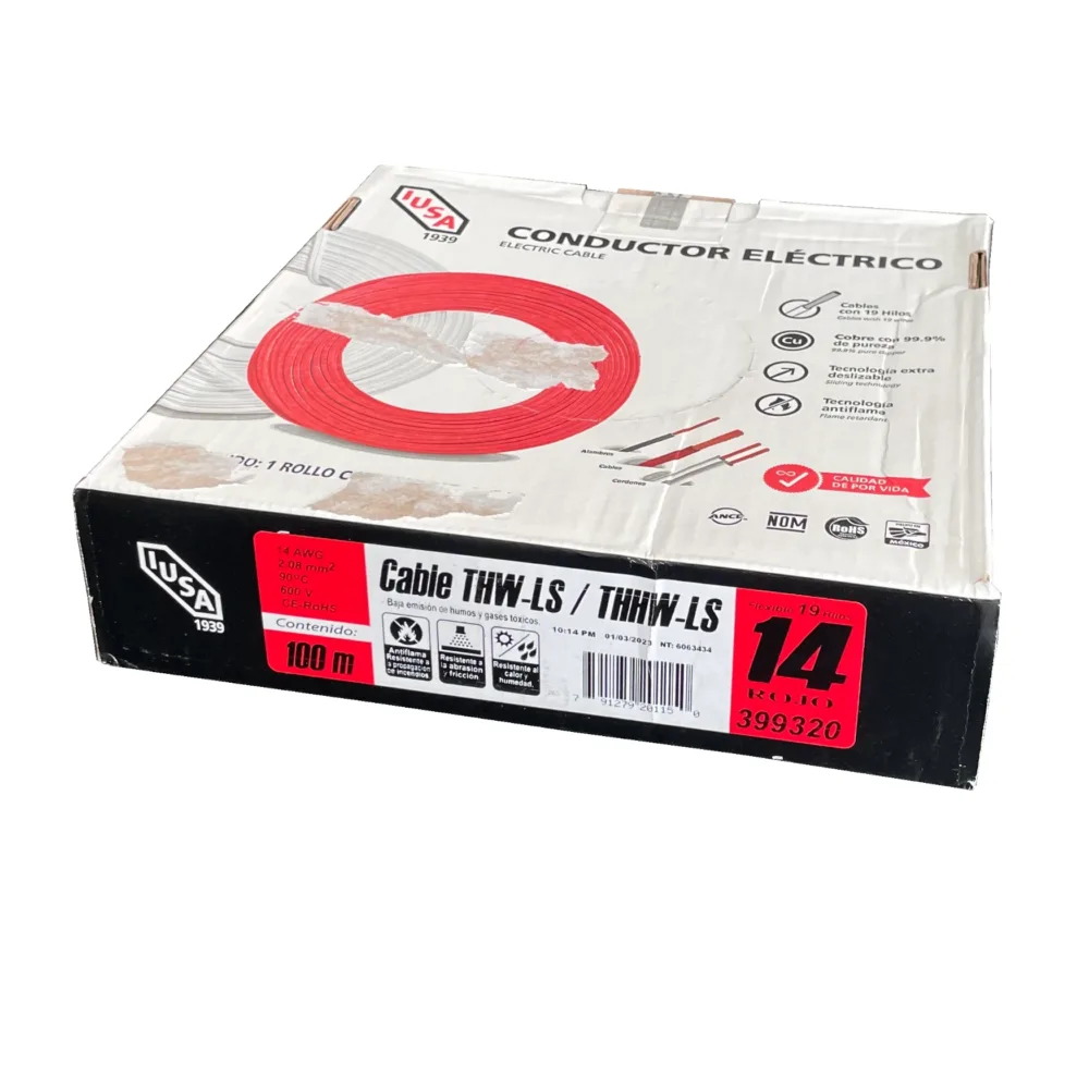 Cable THW-LS calibre 10 rojo rollo 100 metros IUSA