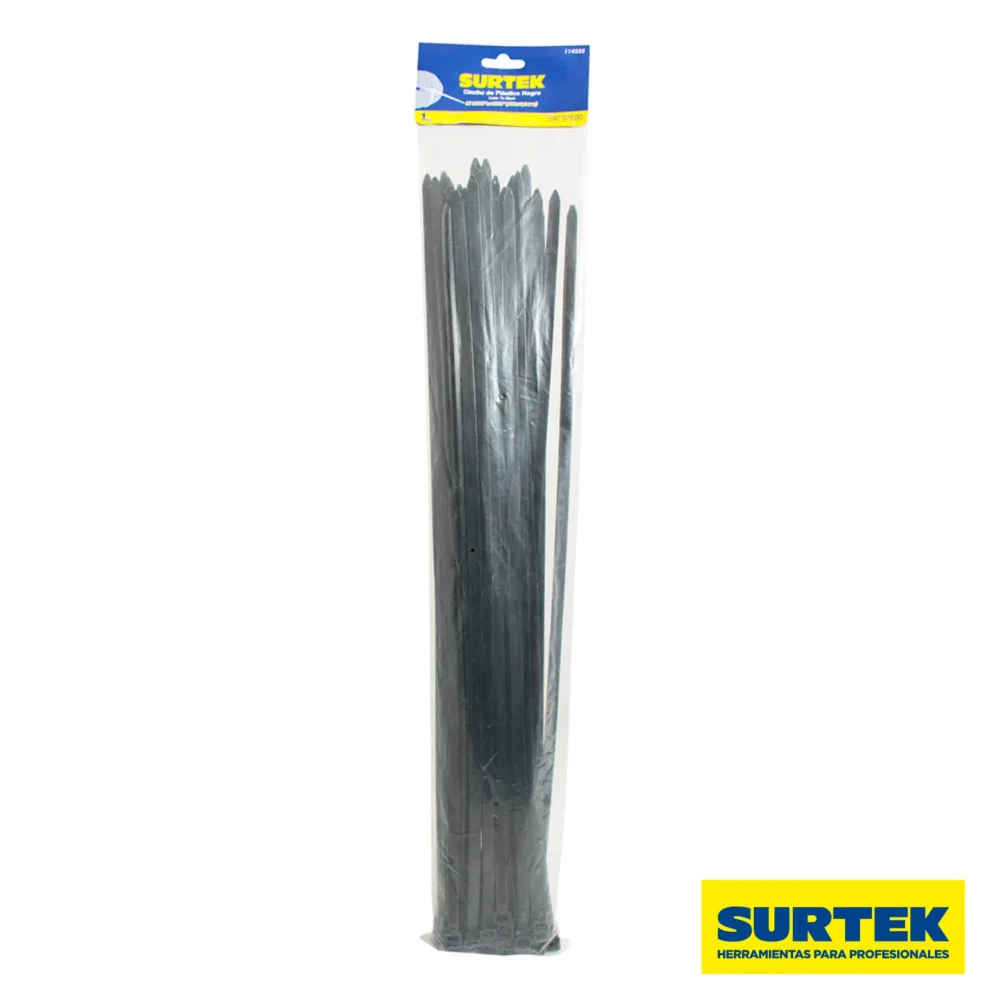 Cincho plástico negro de 20.3 cm 50 piezas 114209 Surtek