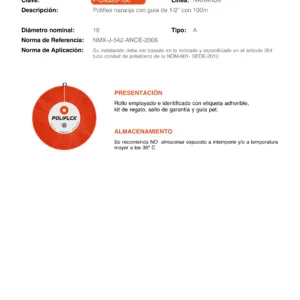 Poliflex naranja de 1/2" con guía rollo de 100 metros