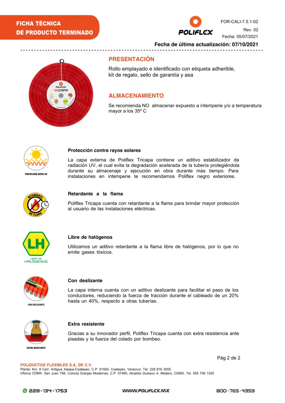 Poliflex rojo de 1/2" con guía rollo de 100 metros