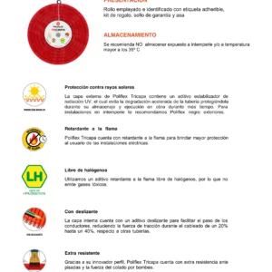 Poliflex rojo de 1/2" con guía rollo de 100 metros