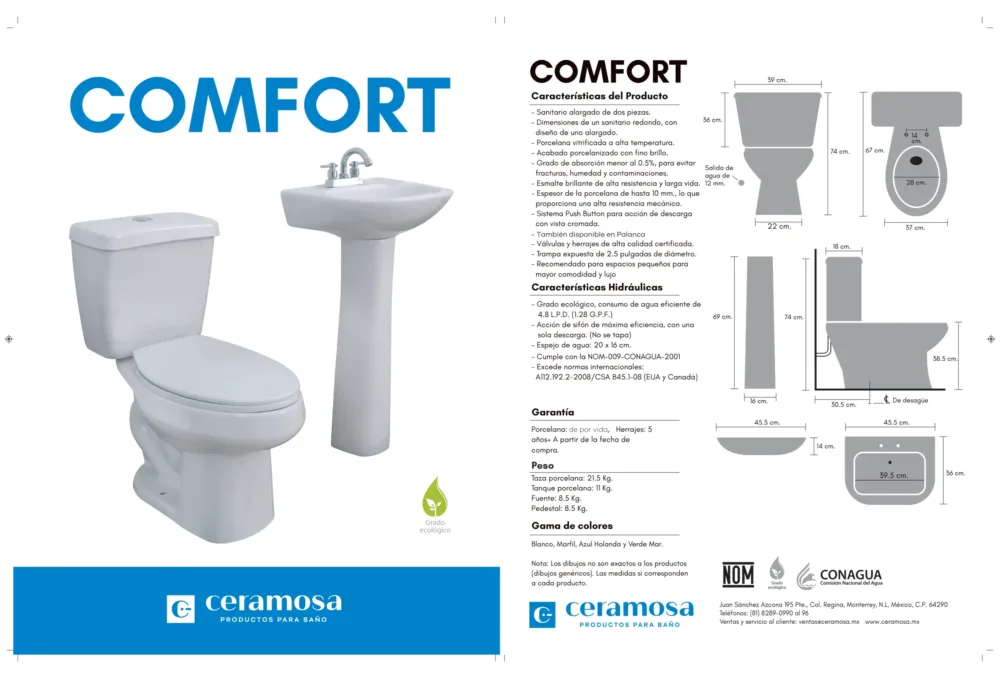Paquete de baño Comfort Marfil Ceramosa