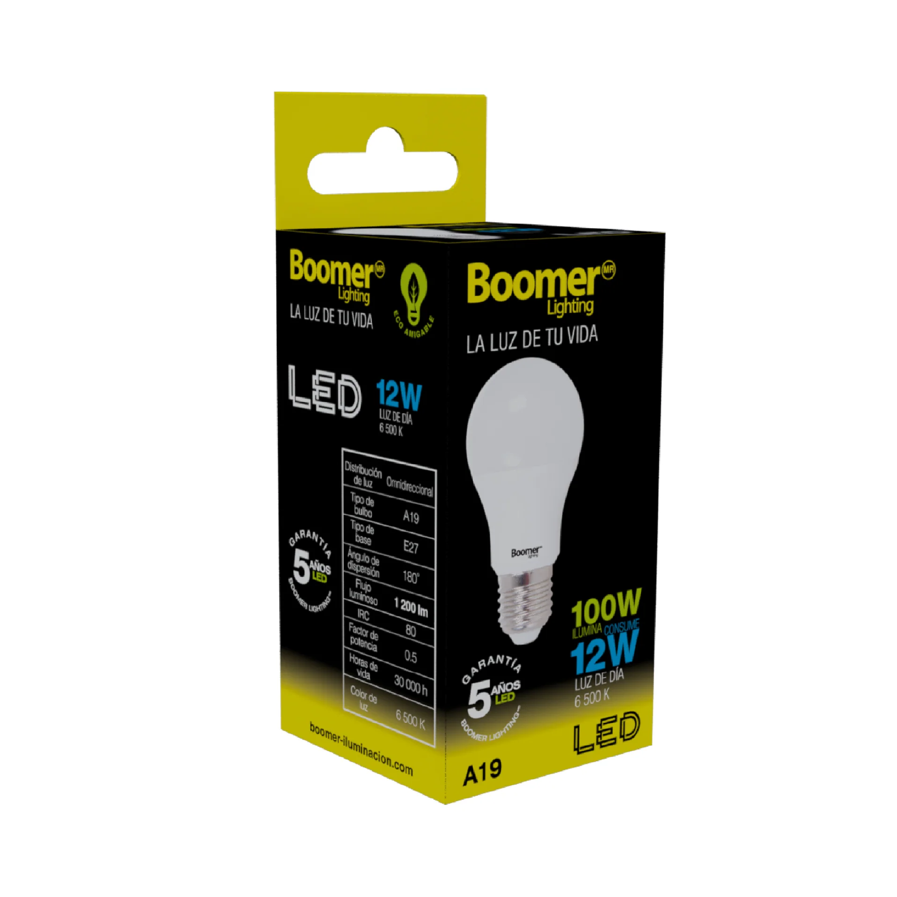 Foco LED 12 W 6500 K A19 Boomer