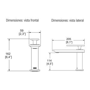 Monomando para lavabo con contra de push ¼ de pulgada acabado Ébano – E-941 Helvex