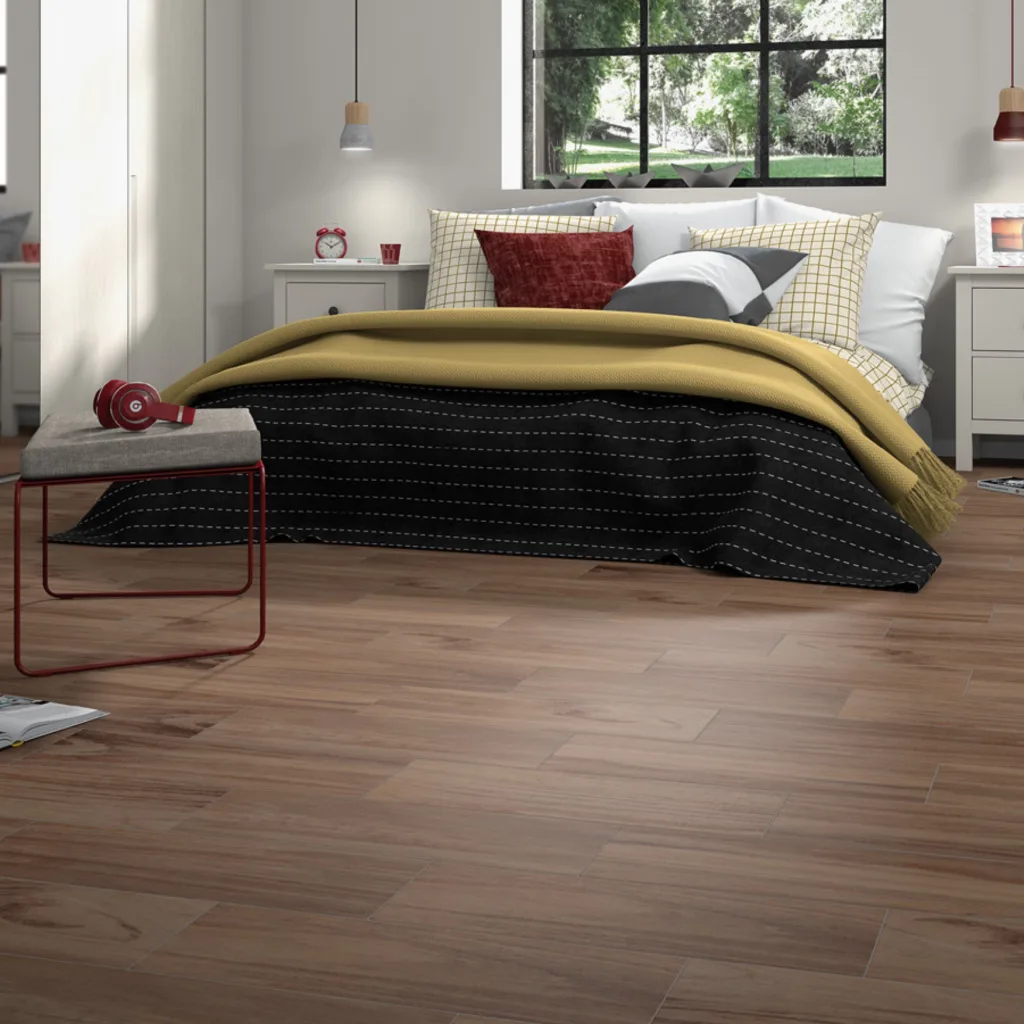Piso Cerámico Madera Congo Café 18x55 cm Lamosa