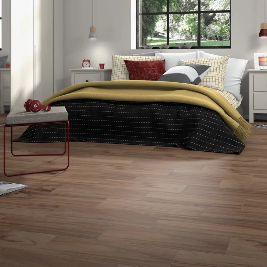 Piso Cerámico Madera Congo Café 18x55 cm Lamosa