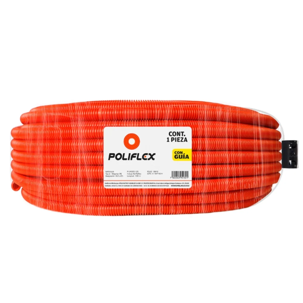 Poliflex naranja de 1/2" con guía rollo de 100 metros