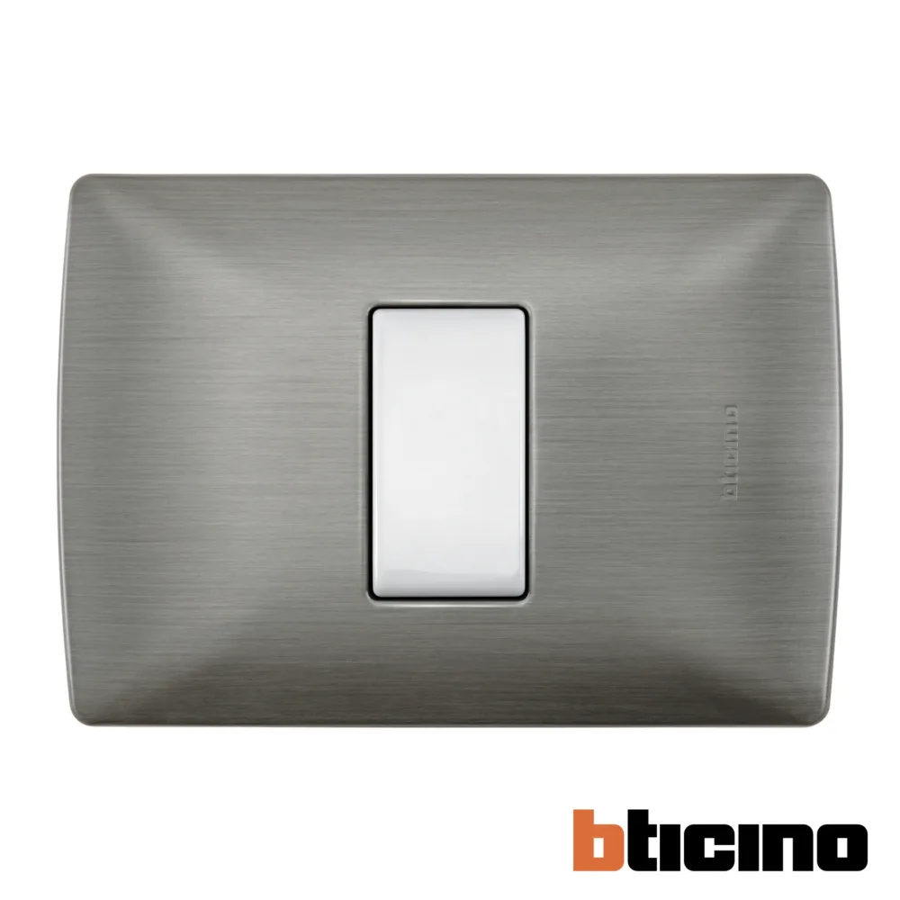 Placa acero de 1 módulo Quinziño MX Bticino