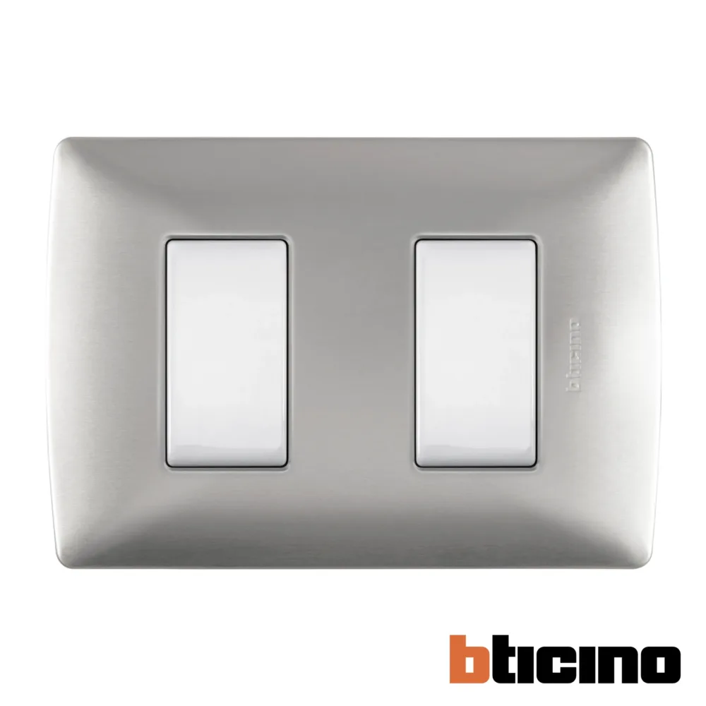Placa plata Taxco de 2 módulos Quinziño MX Bticino