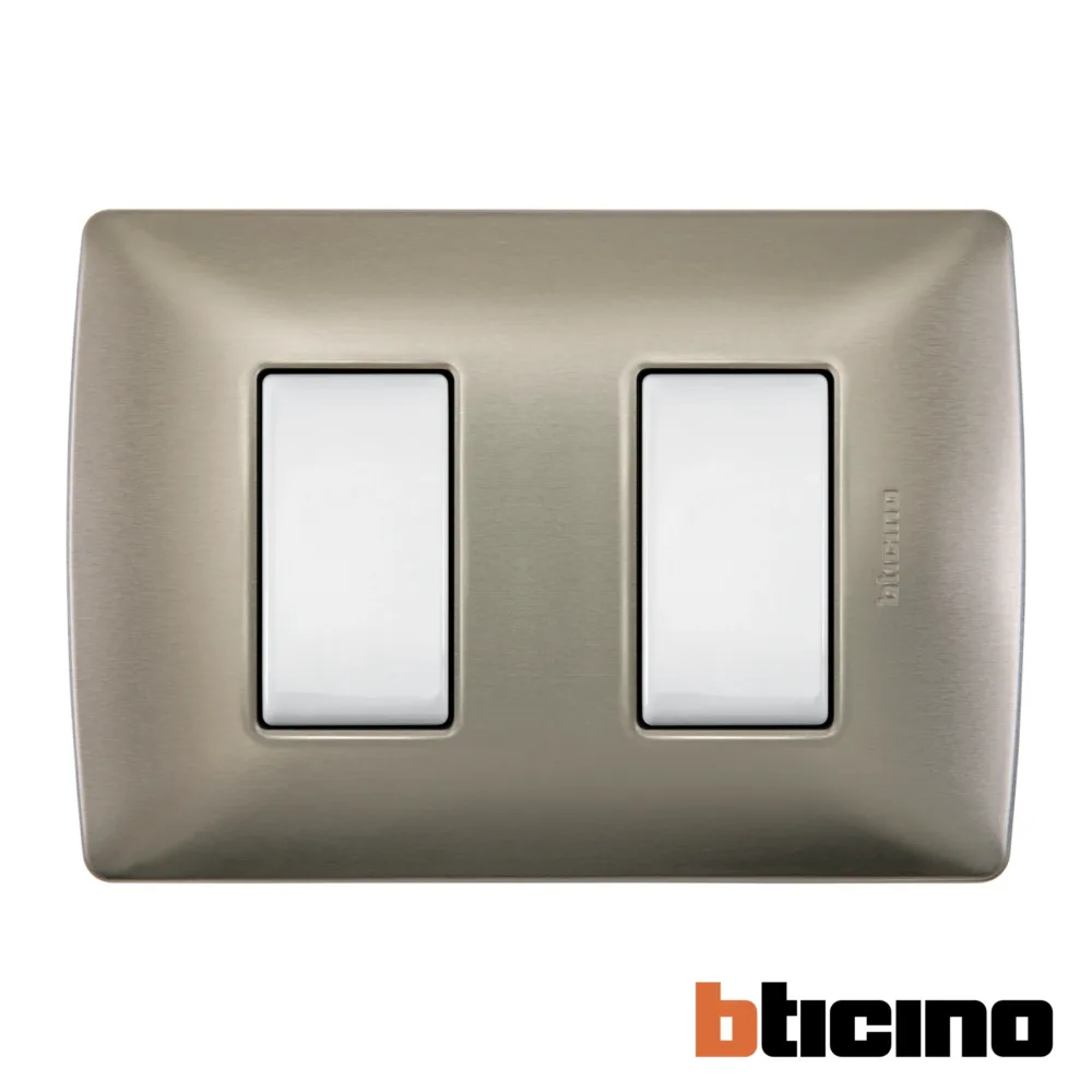 Placa perla de 2 módulos Quinziño MX Bticino