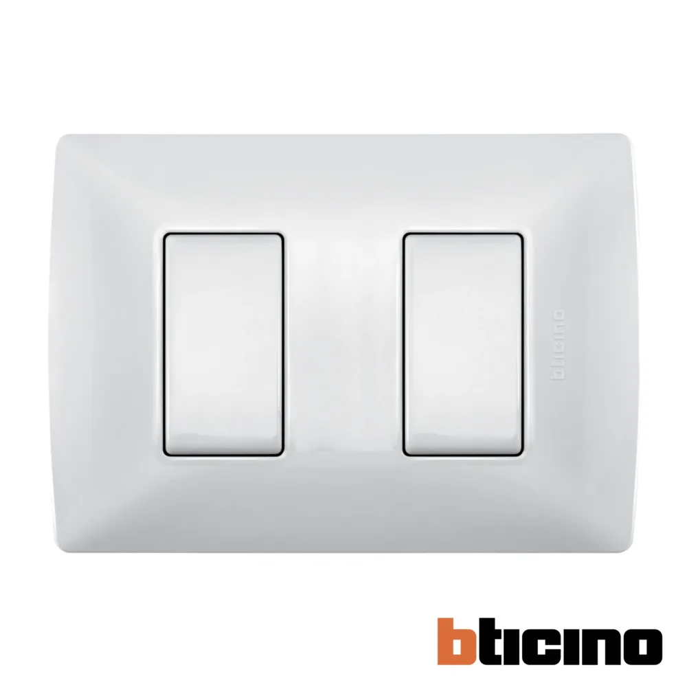 Placa blanco Mérida de 2 módulos Quinziño MX Bticino