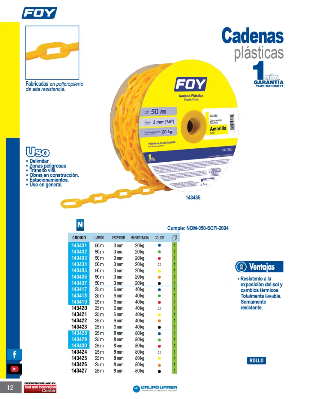 Cadena de PVC de 6mm 143421 Foy Tools