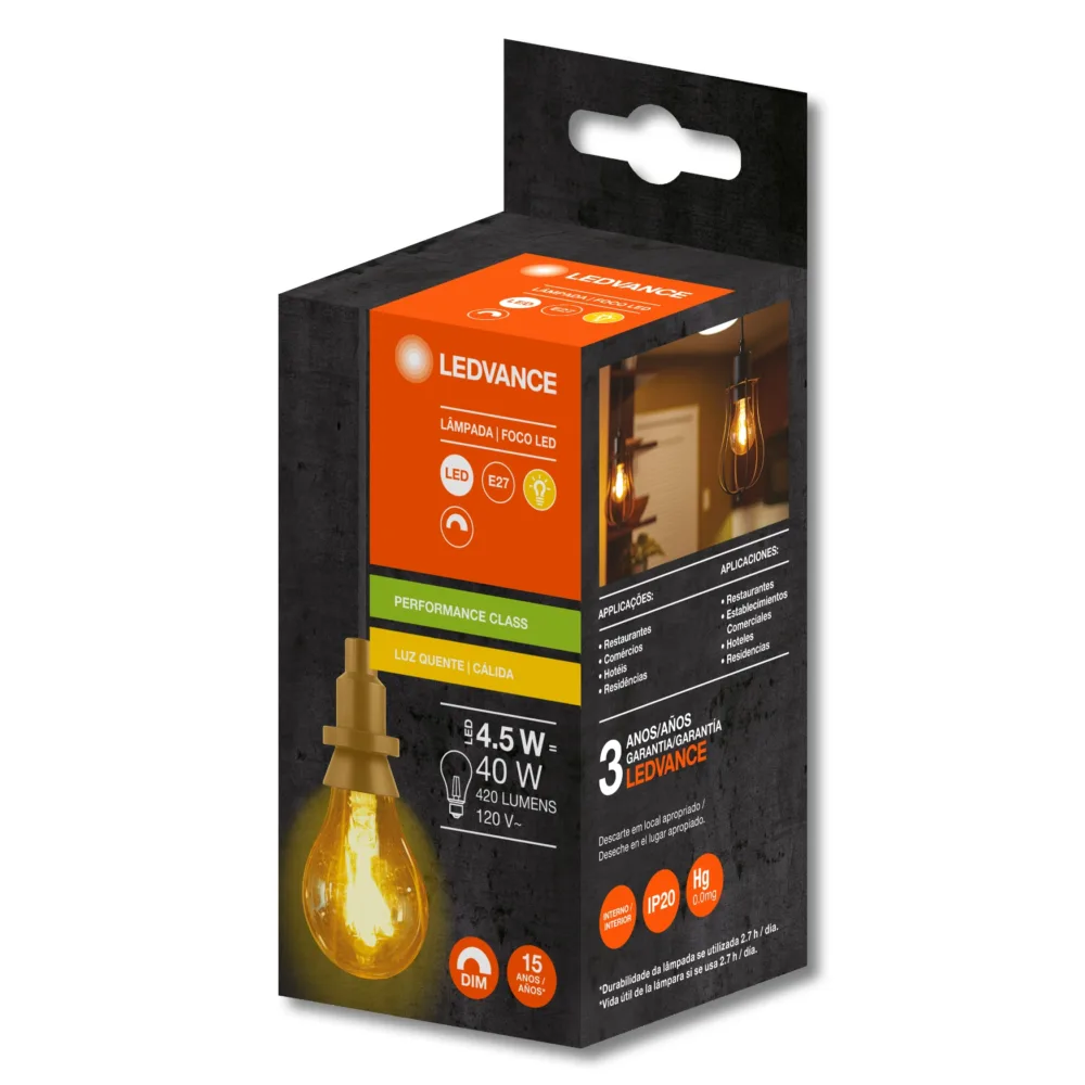 Foco LED Clásico decorativo de 4.5W 2500K 89460 Ledvance