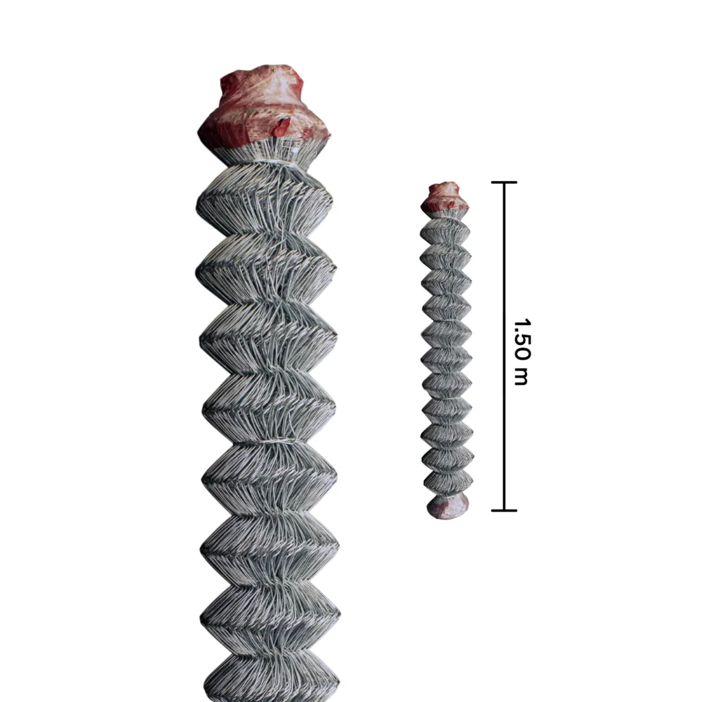 Malla ciclónica galvanizada 1.50 m x 20 m calibre 12.5 abertura 69 mm Indasa