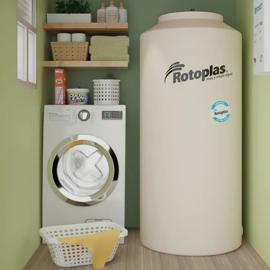 Tinaco vertical 1000L beige con accesorios Rotoplas
