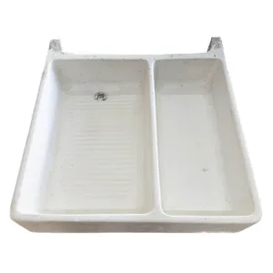 Lavadero de granito 60 x 50 cm con pileta derecha blanco
