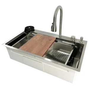 Set tarja empotrable MEER TS7545-1S 80×45×23 cm satinado con accesorios