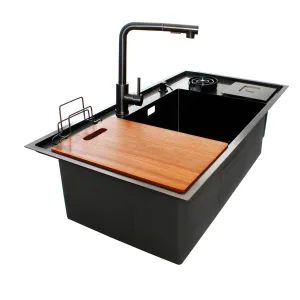 Tarja de empotrar 100 × 53 cm con monomando extraíble – Arlette Black Axcent