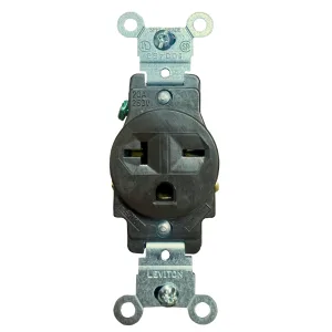 Receptáculo simple 20 A 250 V NEMA 6-20R grado comercial color marrón – 05821-000 Leviton
