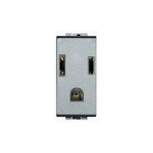 Tomacorriente 2P+T 15 A 127/277 V 1 módulo color gris claro – Bticino LivingLight NT4129