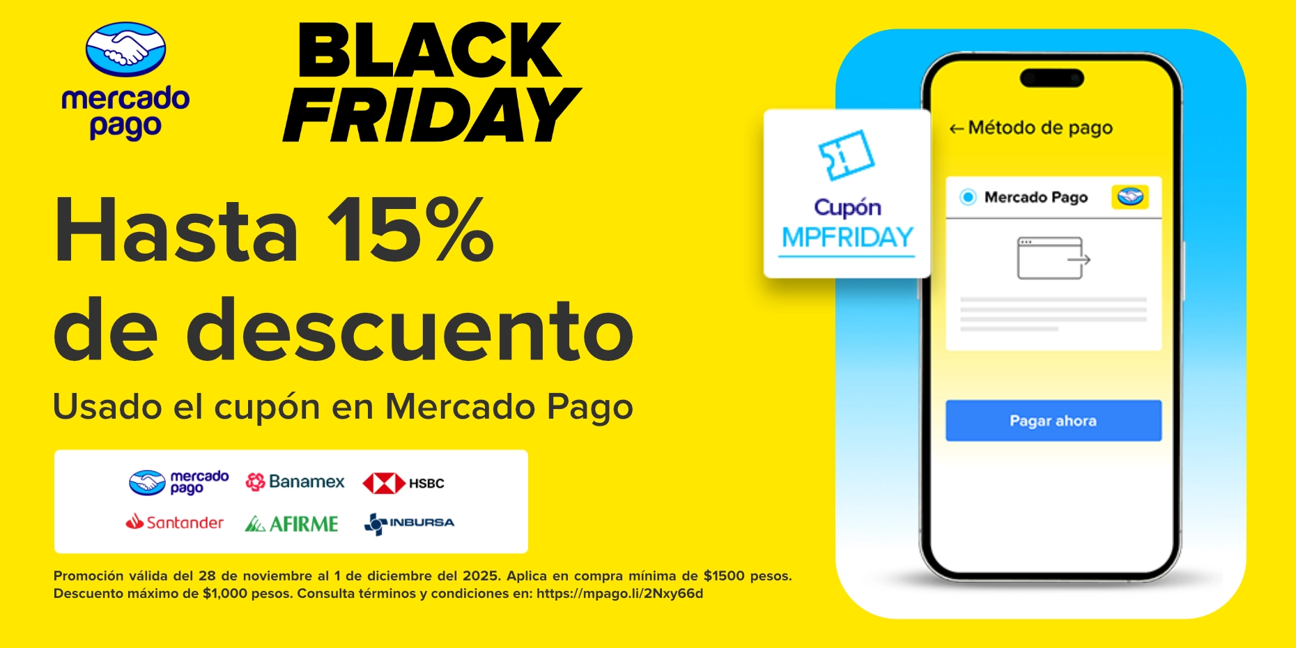 Blackfriday 15% off Mercadopago