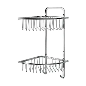 Repisa de rejilla esquinera doble para baño acabado cromo Helvex REJ-05