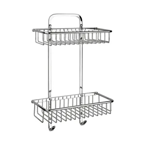 Repisa de rejilla rectangular doble para baño acabado cromo - Helvex REJ-04