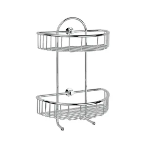 Repisa de rejilla semicircular doble para baño acabado cromo - Helvex REJ-03