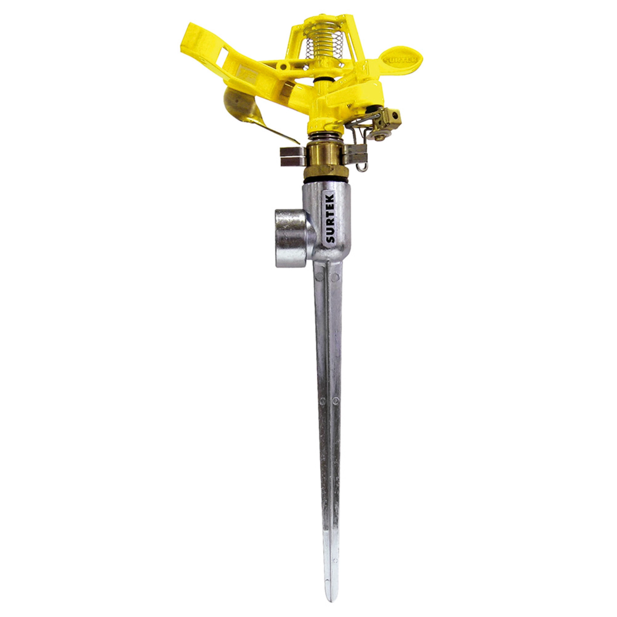 Aspersor metálico de impacto 3:4” con estaca – 130318 Surtek Ferretería Onofre Aspersor metálico de impacto 3/4” con estaca – 130318 Surtek