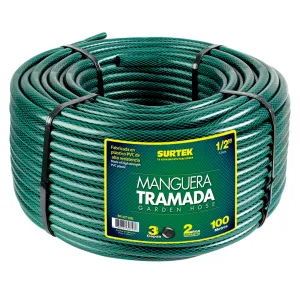 Manguera para jardín reforzada 1/2” verde – Surtek (por metro)