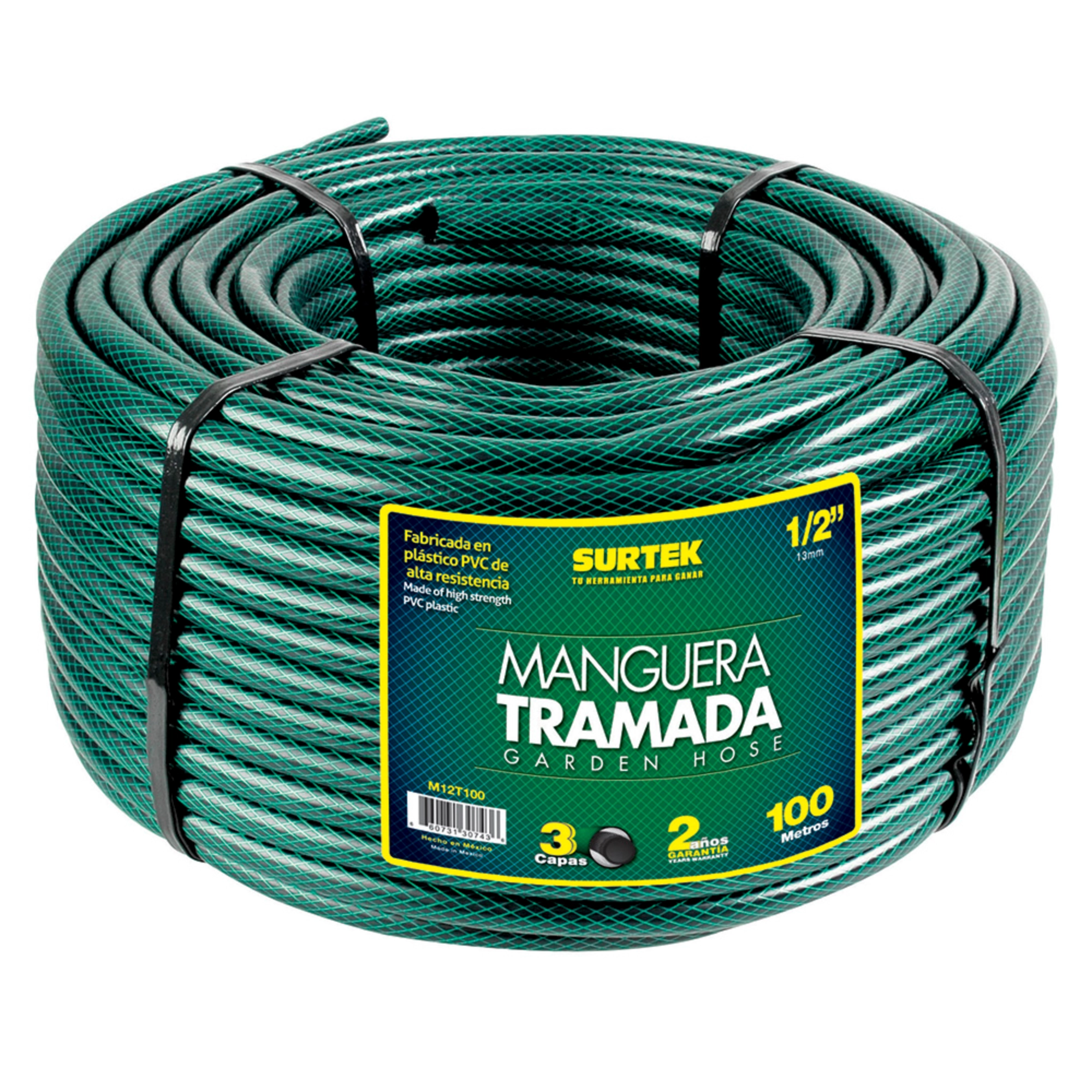 Manguera para jardín reforzada 1:2” verde – Surtek (por metro) Ferretería Onofre Manguera para jardín reforzada 1/2” verde – Surtek (por metro)