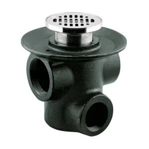 Coladera de piso 3 bocas con rejilla redonda y sello hidráulico - 25 Helvex