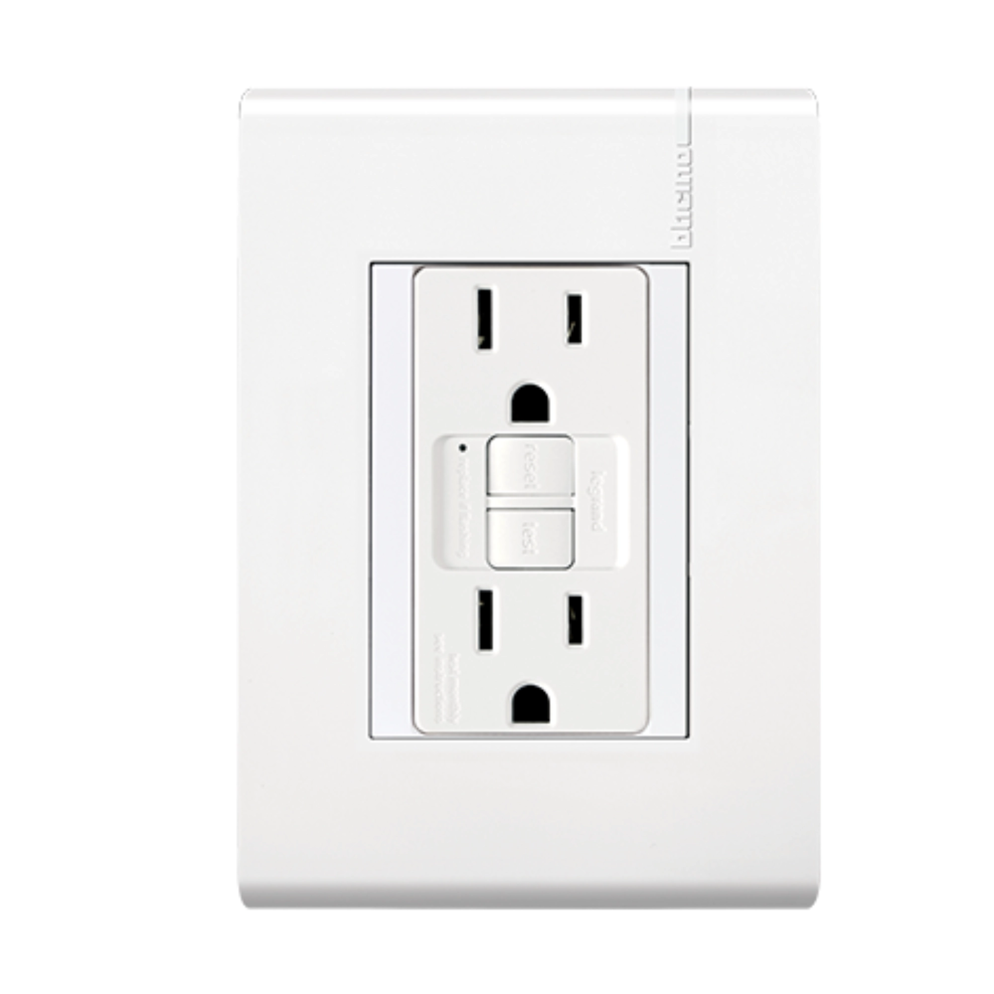 Contacto eléctrico doble Bticino Modus Pro con protección ICFT GFCI 15A 125V color blanco modelo E6028GFG6PTL