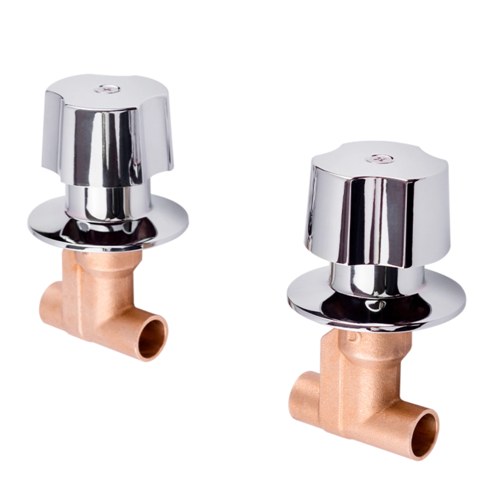 Juego de 2 llaves de empotrar soldables con maneral tipo queen cromo Dica 4652 ferretería onofre Juego de 2 llaves de empotrar soldables con maneral tipo queen cromo Dica 4652