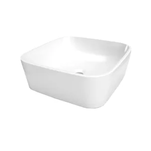 Lavabo de sobreponer cuadrado sin rebosadero cerámica blanca – LV SANTORINI Helvex