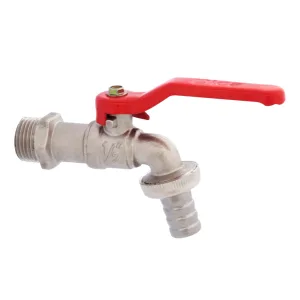 Llave de jardín de esfera 1/2 pulgada niquelada con adaptador para manguera – Dica 4020