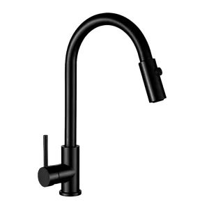Llave monomando para fregadero con nariz retráctil negro mate – Dica 4088.2