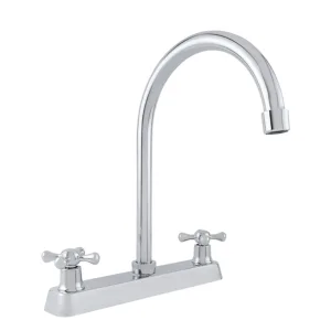 Mezcladora para fregadero 8 pulgadas cuello alto dos manerales cruz cromo Dica 4310