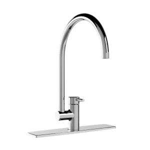 Monomando para fregadero con cuello alto giratorio y chapetón – E-300 Helvex